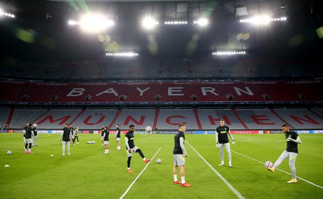 Entrenamiento del Atlético en el Allianz (FOTO: @Atleti).