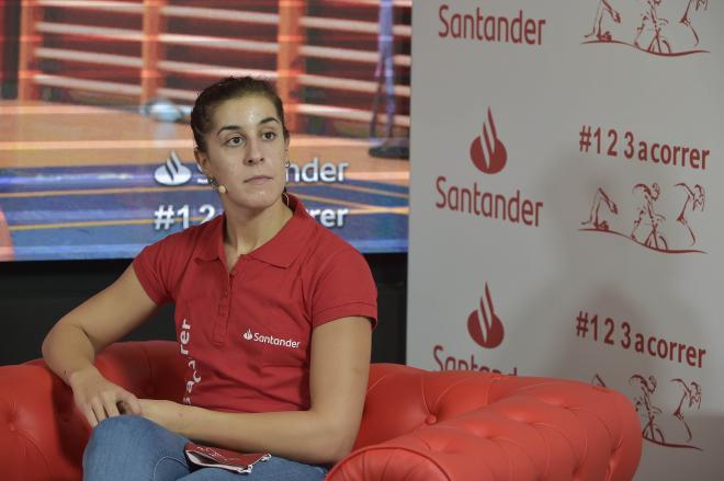 Carolina Marín, en un momento del Santander Talks celebrado en Madrid.