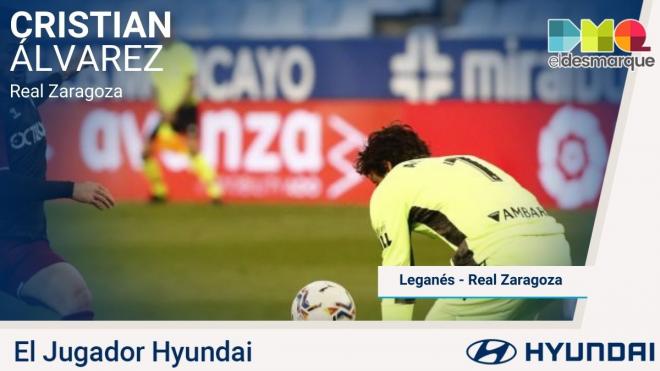 Cristian, el jugador Hyundai del Leganés-Real Zaragoza.