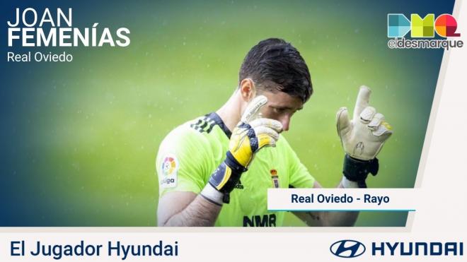 Femenías, jugador Hyundai del Real Oviedo-Rayo Vallecano.