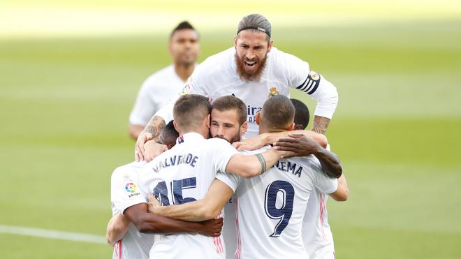 Celebración del Real Madrid en el gol de Fede Valverde en el Clásico (Foto: RMCF).