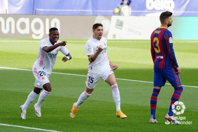 Fede Valverde celebra su gol al Barcelona (Foto: LaLiga).