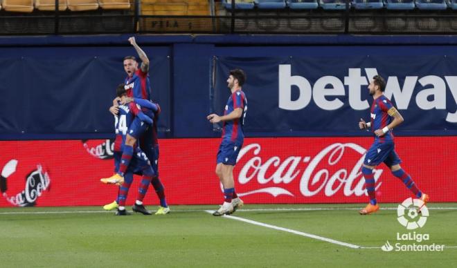 El Levante celebra el gol de Roger Martí ante el Celta (Foto: LaLiga).