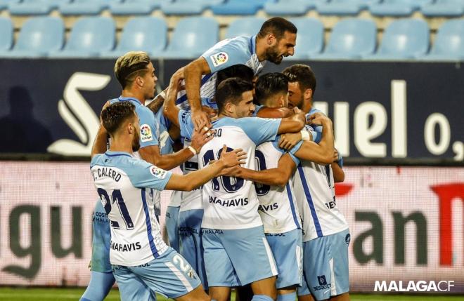 Celebración del gol en el duelo de la primera vuelta (Fotos: Málaga CF).