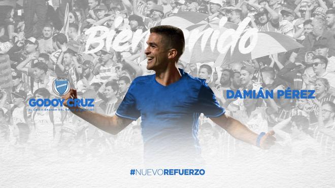 Damián Pérez, nuevo jugador de Club Godoy Cruz (Foto: Twitter).
