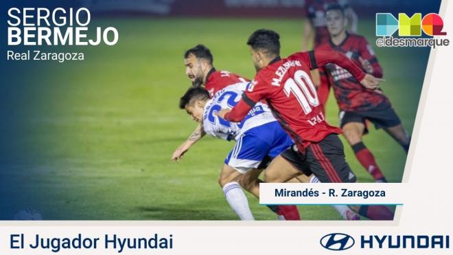 Bermejo, Jugador Hyundai del Mirandés-Real Zaragoza.