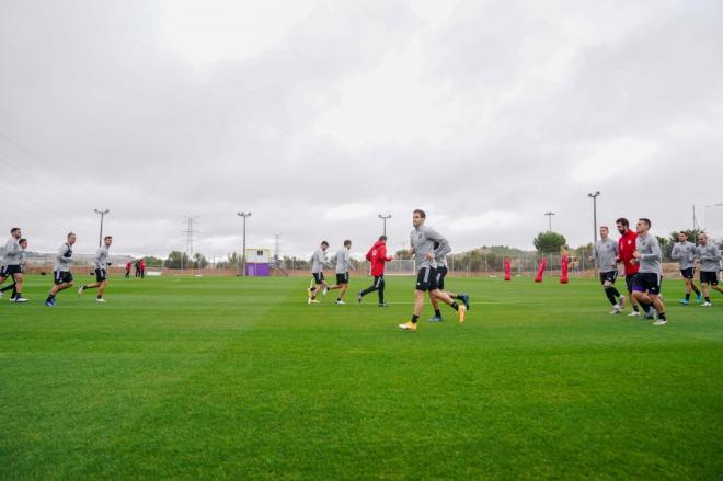 Primer entrenamiento en el nuevo campo de hierba natural de los Anexos (Foto: Real Valladolid).