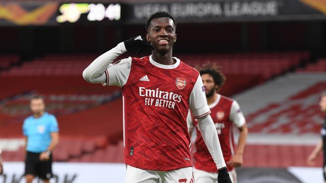 Nketiah celebra su gol con el Arsenal (Foto: AFC).