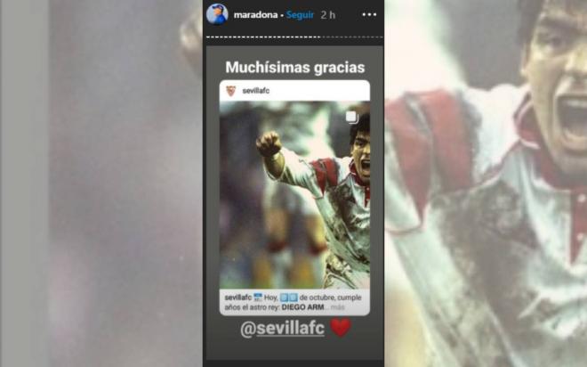 Agradecimiento de Maradona al Sevilla.