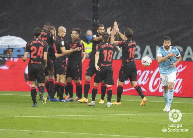 Los jugadores de la Real celebran un gol ante el Celta (Foto: LaLiga)