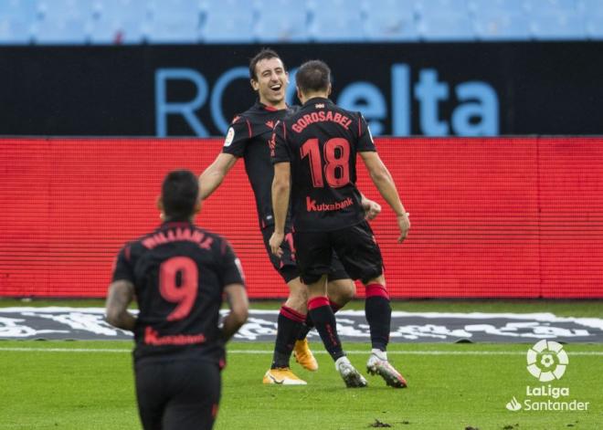 Mikel Oyarzabal celebra su gol al Celta (Foto: LaLiga).