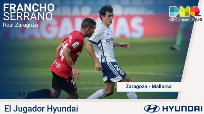 Francho Serrano, Jugador Hyundai del Real Zaragoza-Mallorca.