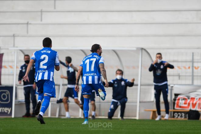 Celebración del gol de Héctor Hernández ante Unionistas (Foto:RCD)