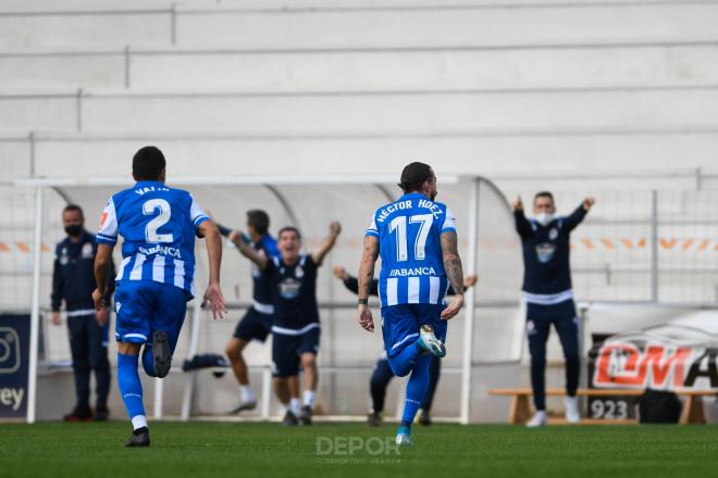 Celebración del gol de Héctor Hernández ante Unionistas (Foto:RCD)