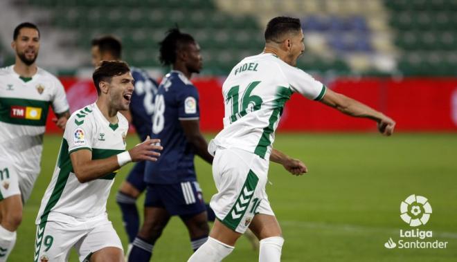Fidel Chaves celebra el 1-0 en el Elche-Celta (Foto: LaLiga).