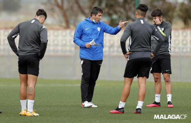Funes, en un entreno con el Malagueño (Foto: Málaga CF).