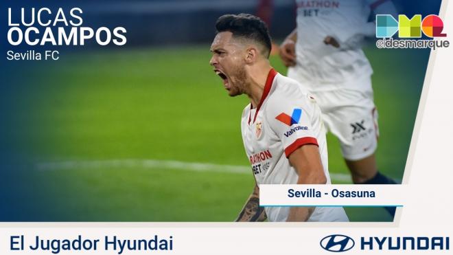 Lucas Ocampos, jugador Hyundai del Sevilla-Osasuna.