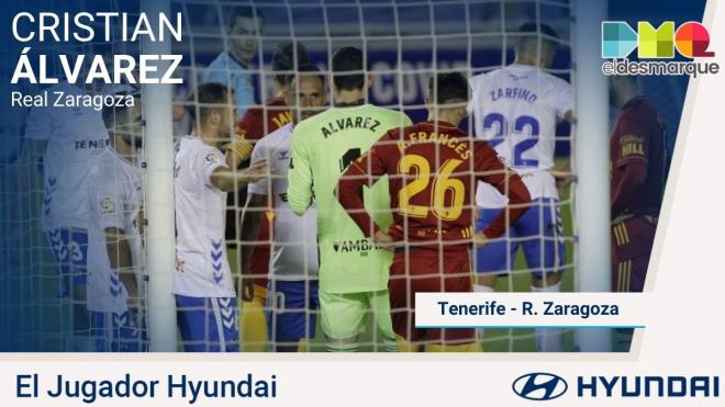 Cristian Álvarez, Jugador Hyundai del Tenerife-Real Zaragoza.