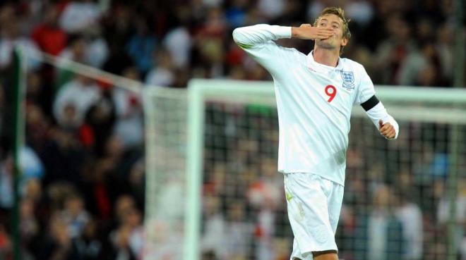 Peter Crouch con la selección inglesa.