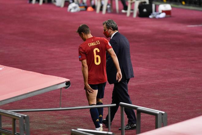 Canales, en el momento de su lesión con la selección española (Foto: Kiko Hurtado).
