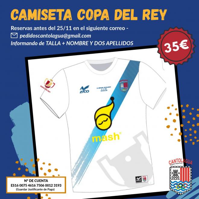 Camiseta conmemorativa del CD Cantolagua del choque de Copa del Rey frente al Real Valladolid