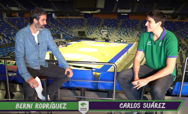 Suárez y Berni, en plena entrevista en el Carpena.