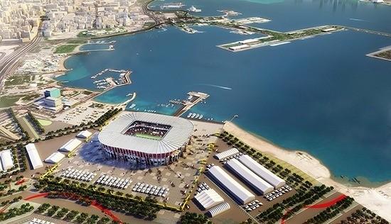 El estadio Ras Abu Aboud desde el aire. (FOTO: Qatar2022).