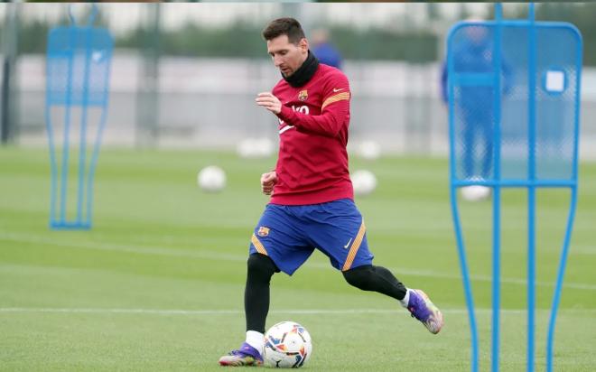 Leo Messi, en una sesión del Barcelona (Foto: FCB).