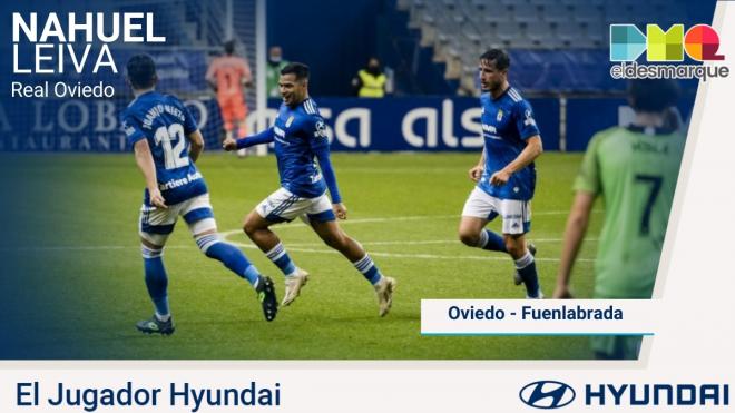 Nahuel Leiva, el jugador Hyundai del Real Oviedo-Fuenlabrada.