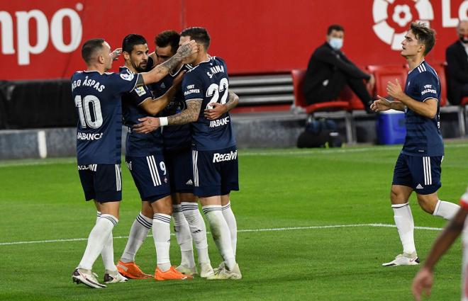 Nolito celebra un gol ante el Sevilla (Foto: Kiko Hurtado).