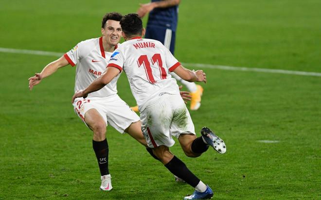 Idrissi celebra el gol de Munir al Celta (Foto: Kiko Hurtado).