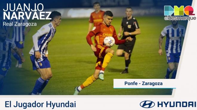 Juanjo Narváez, Jugador Hyundai en el Ponferradina-Real Zaragoza