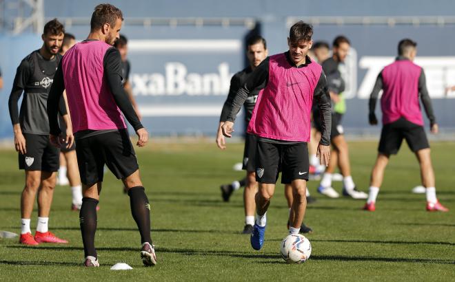 Jozabed, que vuelve a la lista, junto a Orlando Sá este lunes (Foto: Málaga CF).