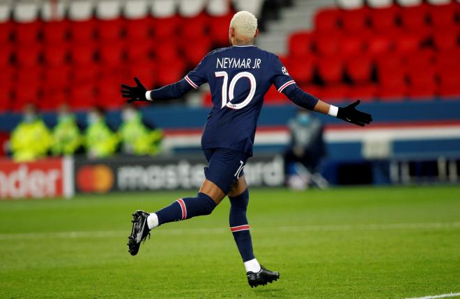 Neymar celebra su gol ante el Leipzig (FOTO: EFE).