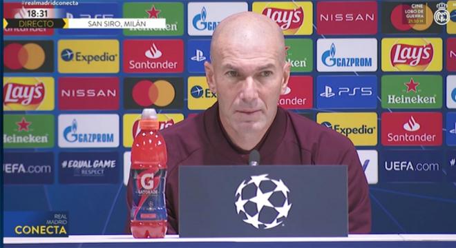 Zidane, en una rueda de prensa del Real Madrid de Champions.