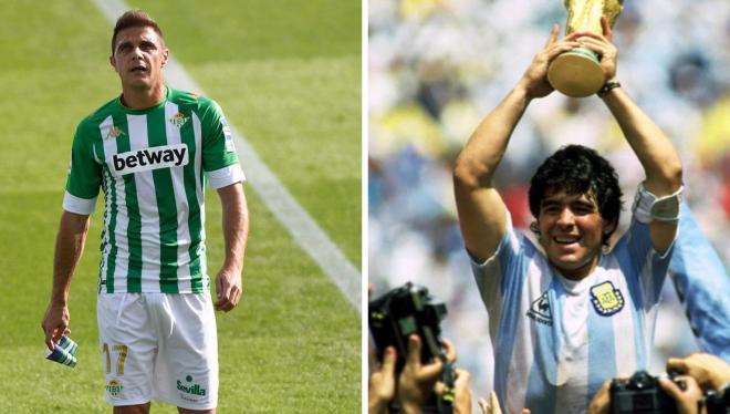 Joaquín Sánchez y Diego Armando Maradona.