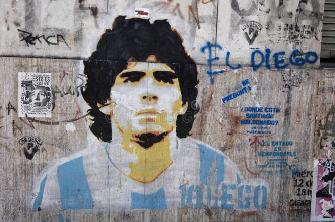 Mural urbano de Maradona.