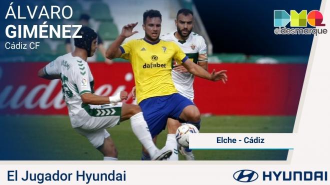 Álvaro Giménez, Jugador Hyundai del Elche-Cádiz.