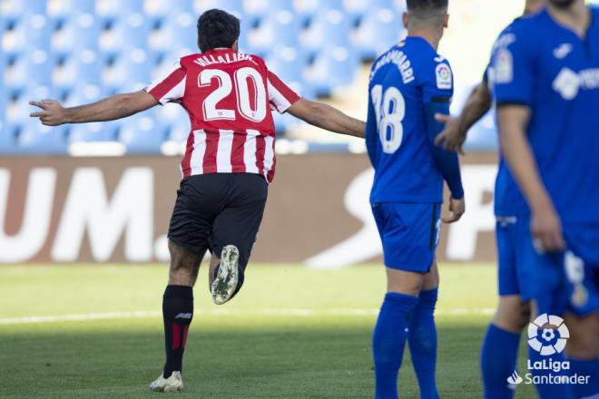 Asier Villalibre celebra su gol al Getafe (Foto: LaLiga).