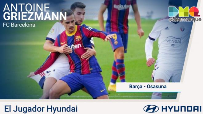 Griezmann, jugador Hyundai del Barcelona-Osasuna.