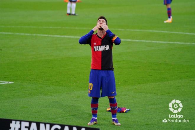 Leo Messi dedica su gol ante Osasuna a Maradona (Foto: LaLiga).