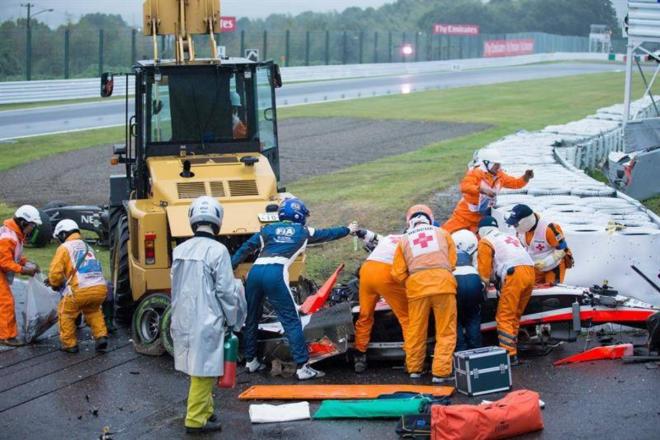 Imagen del accidente de Jules Bianchi en 2014 (Foto: EFE)