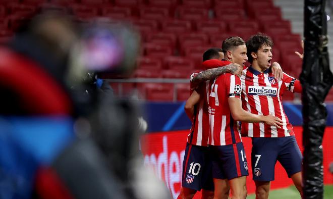 Los jugadores del Atlético de Madrid celebran el gol de Joao Félix (Foto: ATM).