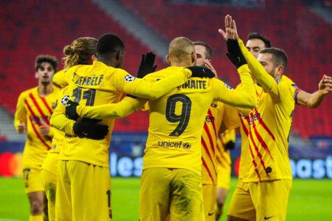 Los jugadores del Barcelona celebran uno de los goles logrados ante el Ferencvaros (Foto: FCB).