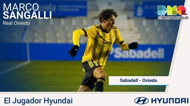 Sangalli, Jugador Hyundai del Sabadell-Real Oviedo.