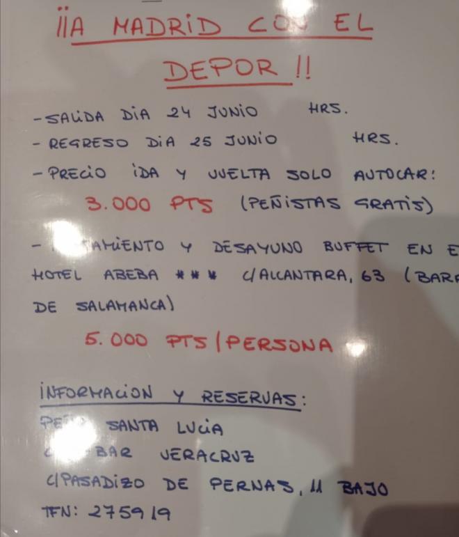 Cartel en el que se fijó Mónica para apuntarse al viaje de Copa.