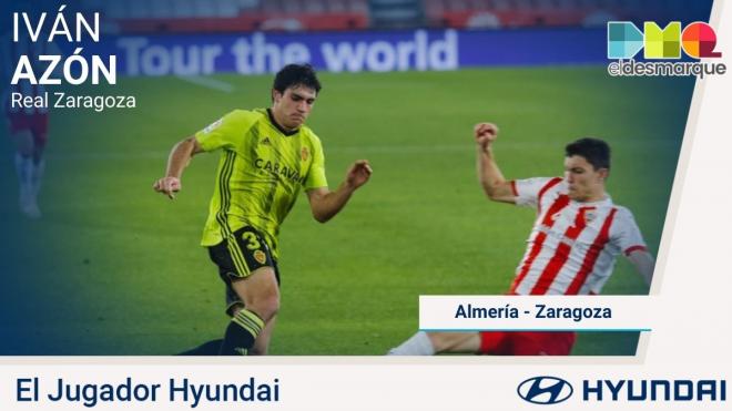 Iván Azón, el jugador Hyundai del Almería-Real Zaragoza.