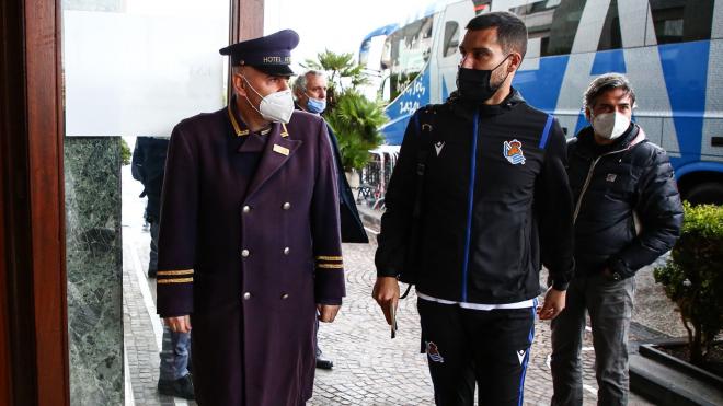 Miguel Ángel Moyá, a la llegada al hotel de concentración de la Real (Foto: Real Sociedad).