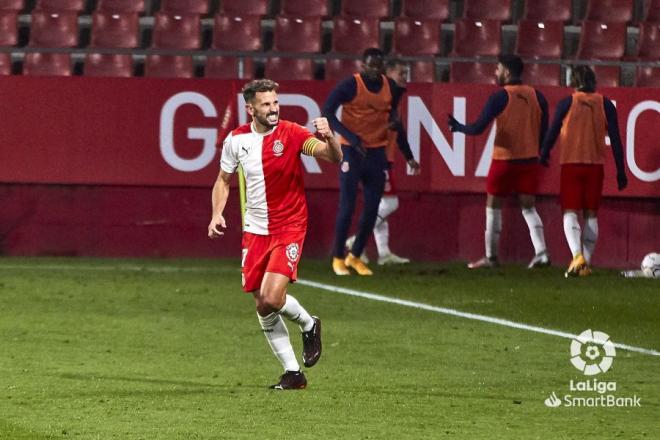 Stuani celebra su gol con el Girona ante el Logroñés (Foto: LaLiga).