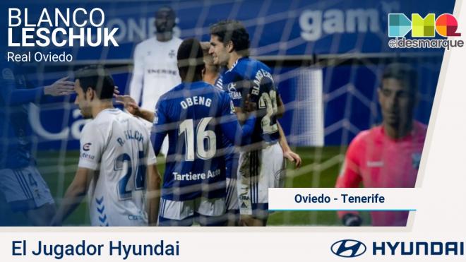 Blanco Leschuk, Jugador Hyundai del Real Oviedo-Tenerife.